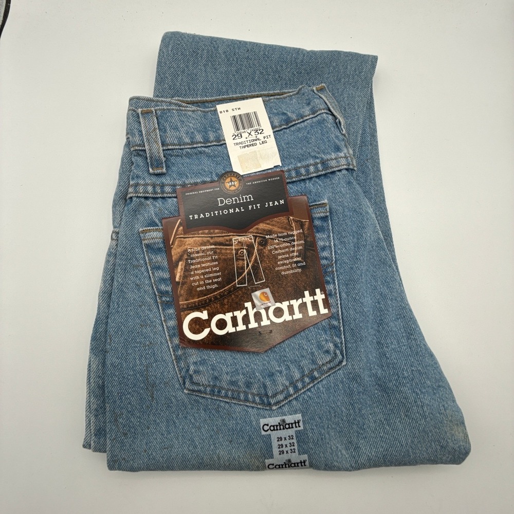 Carhartt Traditional Fit Denim Jeans Mens 29x32 B18 STW Light Wash‎ NWT NOS